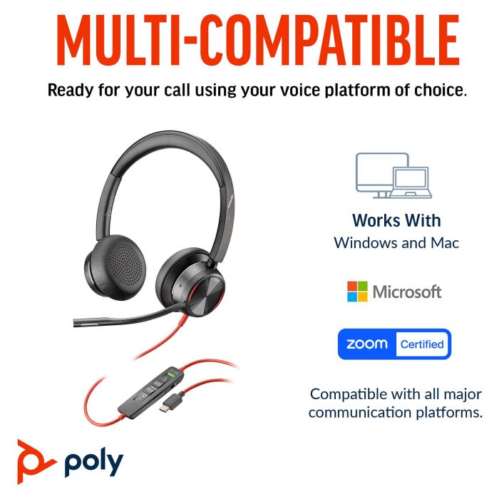 HP Auriculares Estéreo Blackwire C8225-M USB-C/A Certificado para Teams Negro