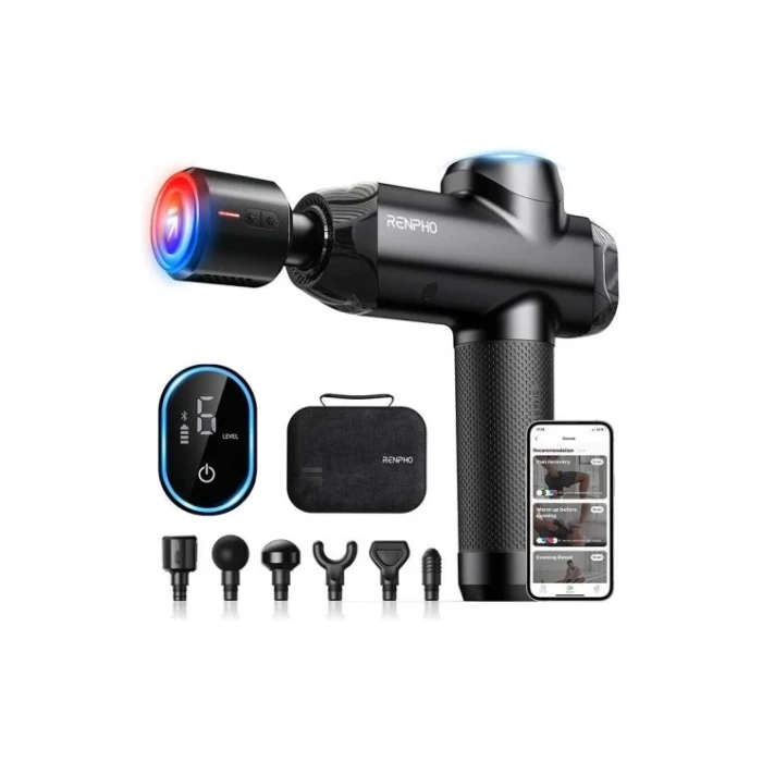 Renpho Power+ PEU-R-C001SH-BK Pistola de Masaje Thermacool con 6 Cabezales, 6 Velocidades, Calor y Frío para Recuperación Muscular 0 Renpho Power+ PEU-R-C001SH-BK Pistola de Masaje Thermacool con 6 Cabezales, 6 Velocidades, Calor y Frío para Recuperación Muscular 0