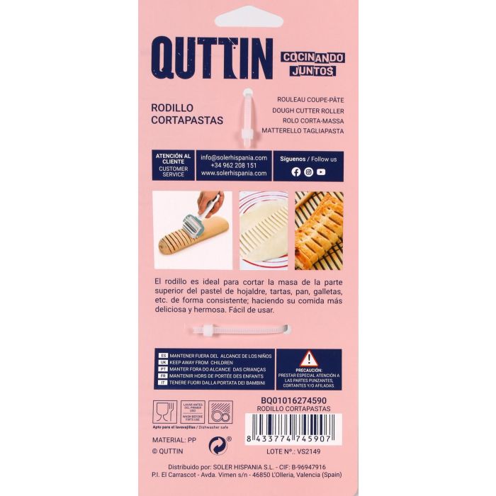 Rodillo Cortapastas Strudel Quttin (24 Unidades) 9 Rodillo Cortapastas Strudel Quttin (24 Unidades) 9