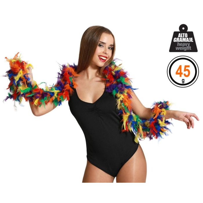 Boa de Plumas Multicolor 45 gr para Disfraces y Fiestas de Carnaval, Pride o Espectáculos