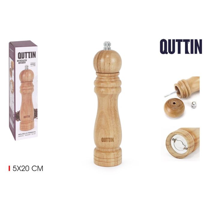 Molinillo de pimienta de madera 20 cm Quttin (20 Unidades) Molinillo de pimienta de madera 20 cm Quttin (20 Unidades)