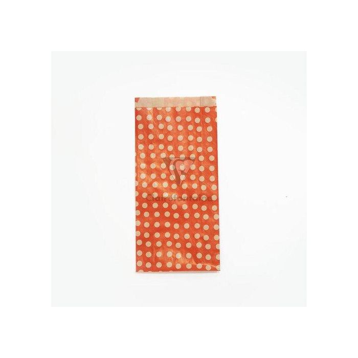 Bolsa De Papel Clairefontaine Kraft Decorado S/Asas 15X31X6 Cm Lunares Fondo Rojo Pack De 50