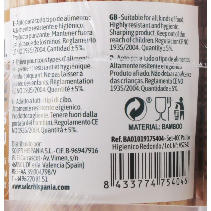 Set de 400 palillos higiénicos redondos Algon (24 Cajas) 6 Set de 400 palillos higiénicos redondos Algon (24 Cajas) 6