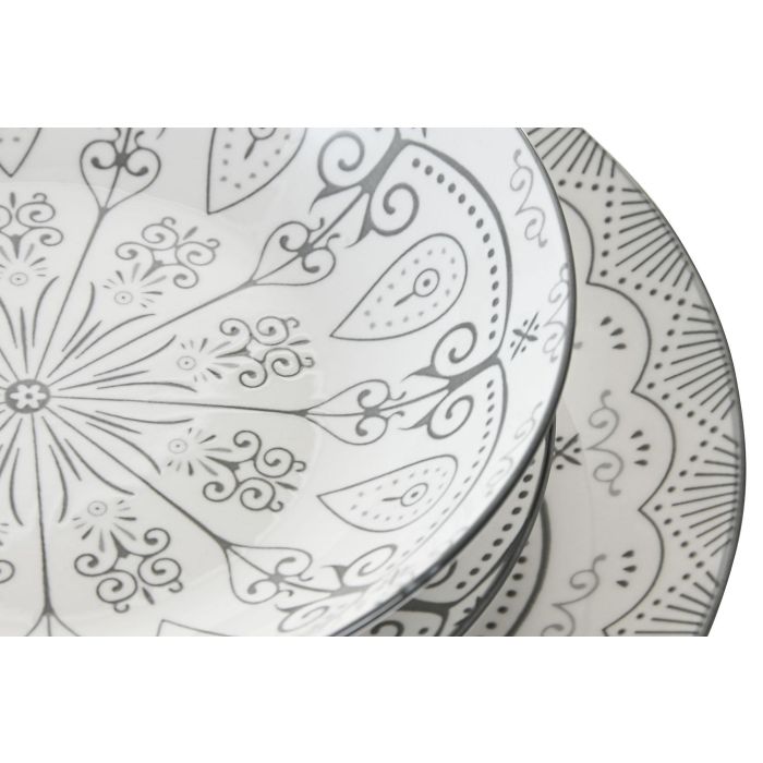 DKD Home Decor Vajilla Scandi Gris Claro 20x20x4 cm 18 Piezas Set