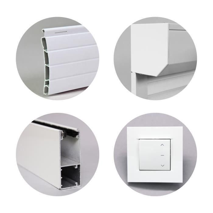FRANCIA COMBI Persiana enrollable de PVC de doble pared - Al. 1,4 x An. 1,2 m - Funcionamiento eléctrico con cable - Blanco 3
