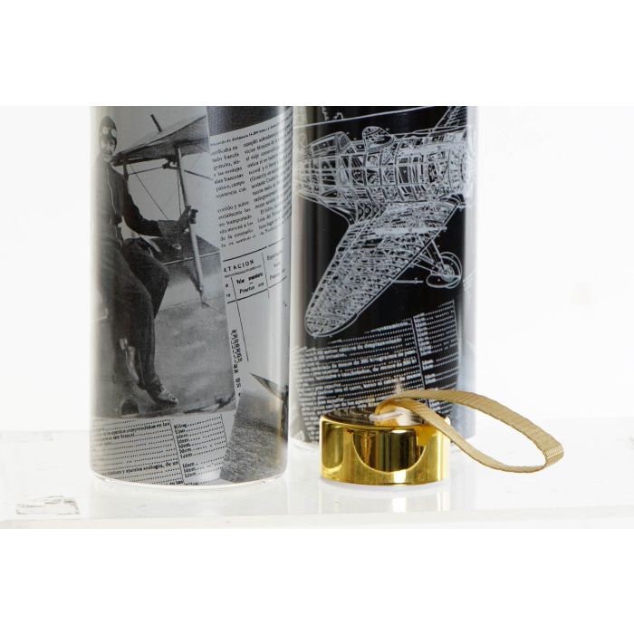 DKD Home Decor Botella Vintage 550ml Borosilicato e Inox, Cierre Hermético, Apto Lavavajillas/Microondas, Negro Blanco, Pack 6 Unidades 1 DKD Home Decor Botella Vintage 550ml Borosilicato e Inox, Cierre Hermético, Apto Lavavajillas/Microondas, Negro Blanco, Pack 6 Unidades 1