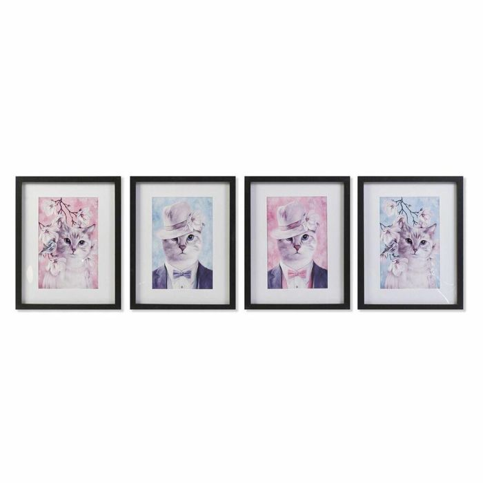 Cuadro Shabby DKD Home Decor Rosa Negro 2 x 45 x 35 cm (4 Unidades) Cuadro Shabby DKD Home Decor Rosa Negro 2 x 45 x 35 cm (4 Unidades)