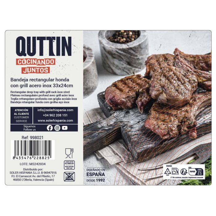 Bandeja rectangular con grill Quttin 33x24 cm (6 Unidades) 7 Bandeja rectangular con grill Quttin 33x24 cm (6 Unidades) 7