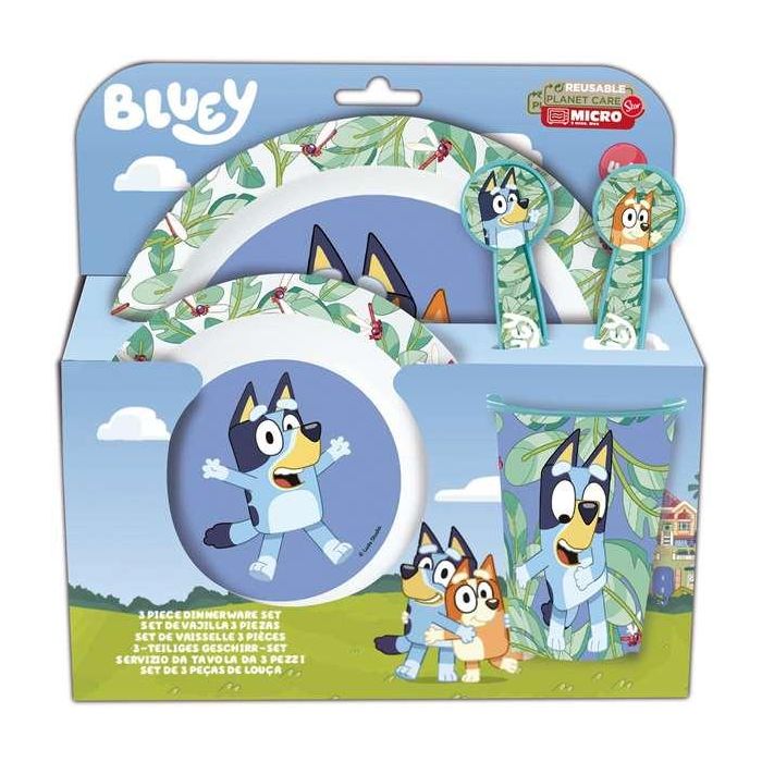Set de plato,cuenco,vaso,cuhara y tenedor bluey.(apto para microondas) Set de plato,cuenco,vaso,cuhara y tenedor bluey.(apto para microondas)