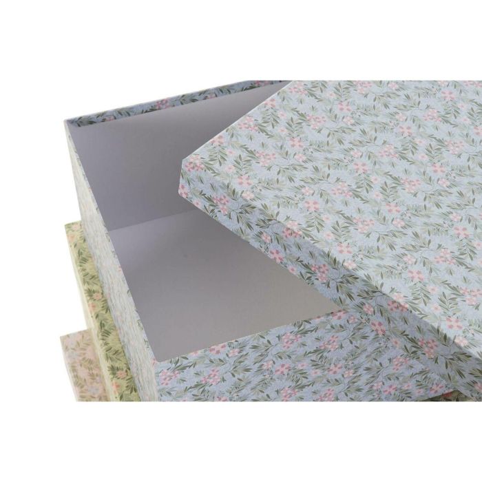 Caja Shabby DKD Home Decor Rosa Amarillo 33.5 x 15.5 x 43.5 cm Set de 10 3