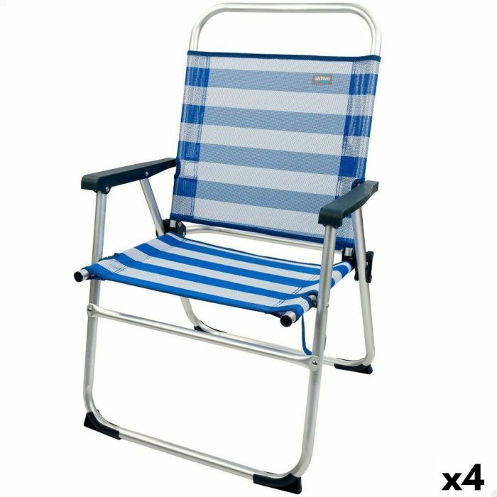 Silla de Playa Aktive Azul Blanco 48 x 88 x 50 cm Aluminio Plegable (4 Unidades) Silla de Playa Aktive Azul Blanco 48 x 88 x 50 cm Aluminio Plegable (4 Unidades)