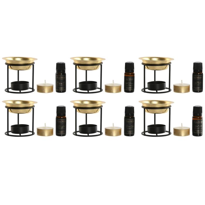 Quemador Indio DKD Home Decor Negro Dorado 9 x 11.5 x 9 cm Set de 4 (2 Unidades) Quemador Indio DKD Home Decor Negro Dorado 9 x 11.5 x 9 cm Set de 4 (2 Unidades)