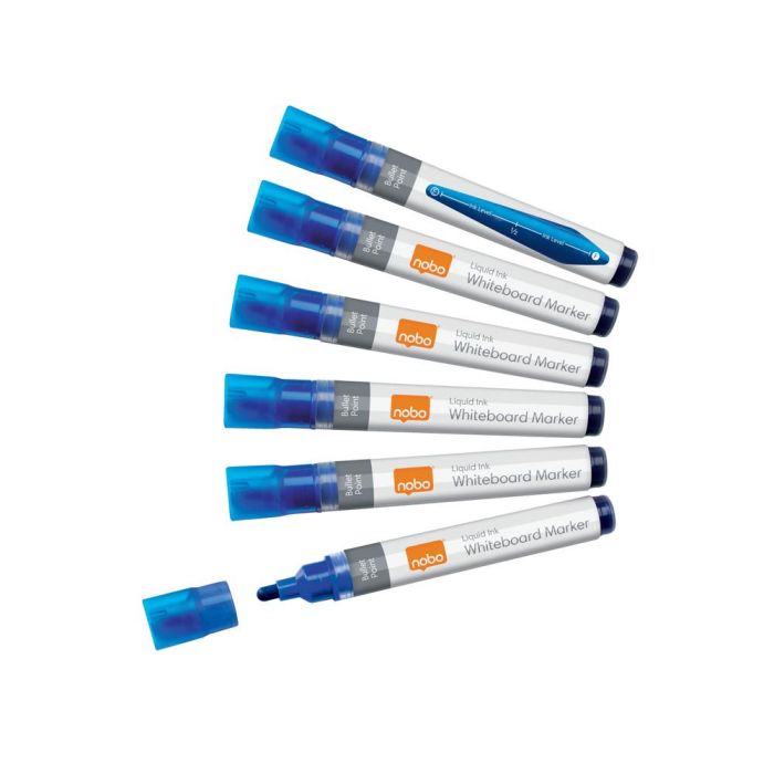 Rotulador Nobo Para Pizarra Blanca Tinta Liquida Punta Conica 3 mm Azul Caja De 10 Unidades