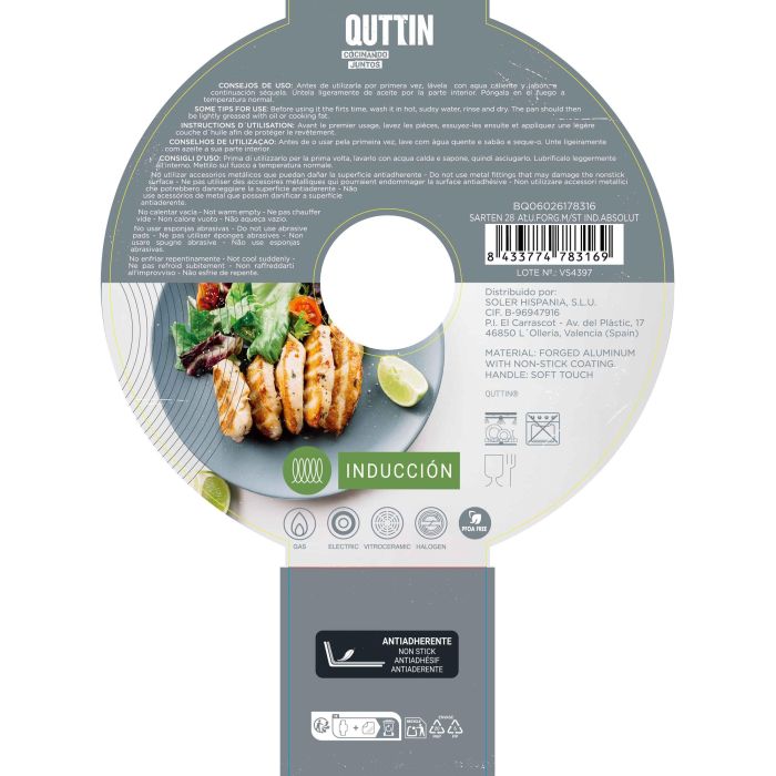 Inde Sarten 28.6 cm Alu.Forg.M/St Induccion Absolut Quttin 7 Inde Sarten 28.6 cm Alu.Forg.M/St Induccion Absolut Quttin 7