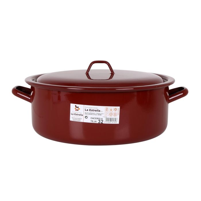 Cacerola Esmaltada con Tapa 32 cm - 10L Teja - La Estrella (4 Unidades) 1 Cacerola Esmaltada con Tapa 32 cm - 10L Teja - La Estrella (4 Unidades) 1