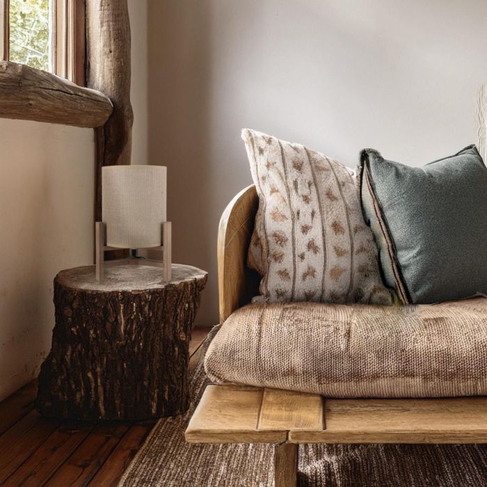 Lámpara Madera y Lino con Cable Nora Vinthera 19x30 cm_Tulipa 17 cm 2