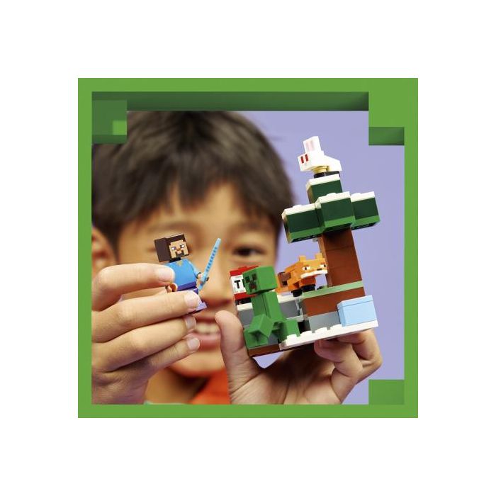 LEGO 21583 Minecraft La Aventura de Steve en la Taiga - Set de Construcción 79 Piezas con Figura de Steve, Creeper, Zorro y Conejo para Niños +6 Años