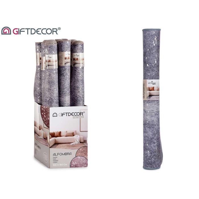 Giftdecor Alfombra Gris 100x150 cm con Manchas Plateadas 100% Poliéster (Set de 9) 2