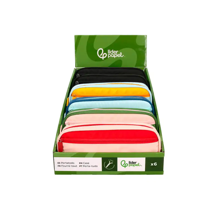 Liderpapel Estuche Portatodo Duo 3 Cremalleras con Bolsillo Frontal 220x90x50 mm