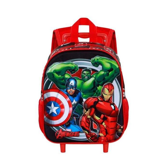Marvel Los Vengadores Mochila 3D con Ruedas Pequeña Infantil Los Vengadores Rojo 7L 30x25x10cm 2
