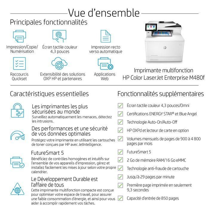 HP Color LaserJet Enterprise MFP M480f - Impresora Multifunción a Color