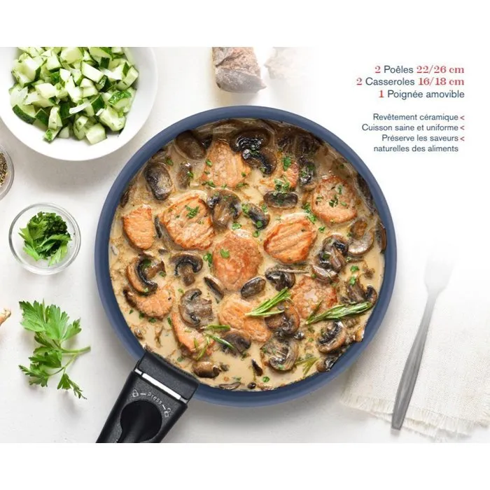 Arthur Martin AM8896 Batería de Cocina 5 Piezas Aluminio Revestimiento Cerámico Azul, Apto para Todo Tipo de Fuegos, Incluida Inducción 3