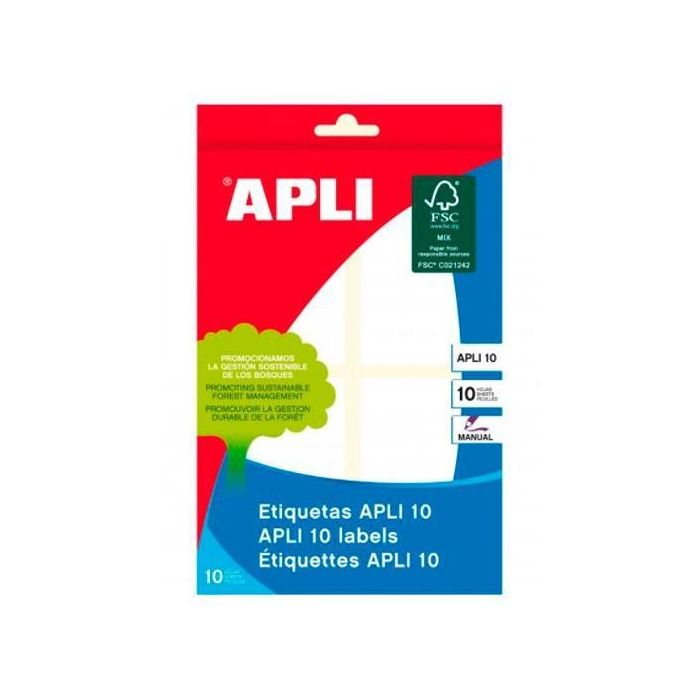 Apli Etiquetas Adhesivas 40x75 mm Escritura Manual C-Romos 4 X 10H Blanco Apli Etiquetas Adhesivas 40x75 mm Escritura Manual C-Romos 4 X 10H Blanco