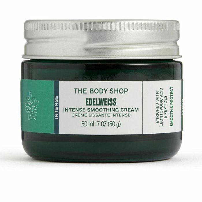 The Body Shop EDELWEISS Crema de Día Suavizante Intenso 50 ml - Hidratante Facial Nutritiva para Piel Sensible, con Edelweiss & Péptidos, Vegana