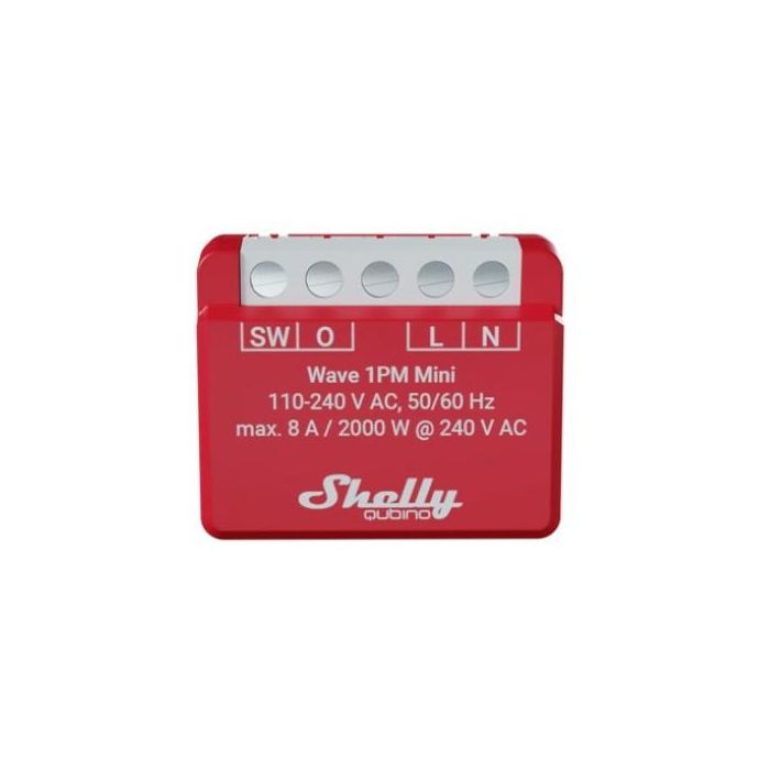 Shelly Qubino Wave 1PM Mini Interruptor Inteligente Z-Wave Inalámbrico con Medición de Energía para Hogar hasta 2000W