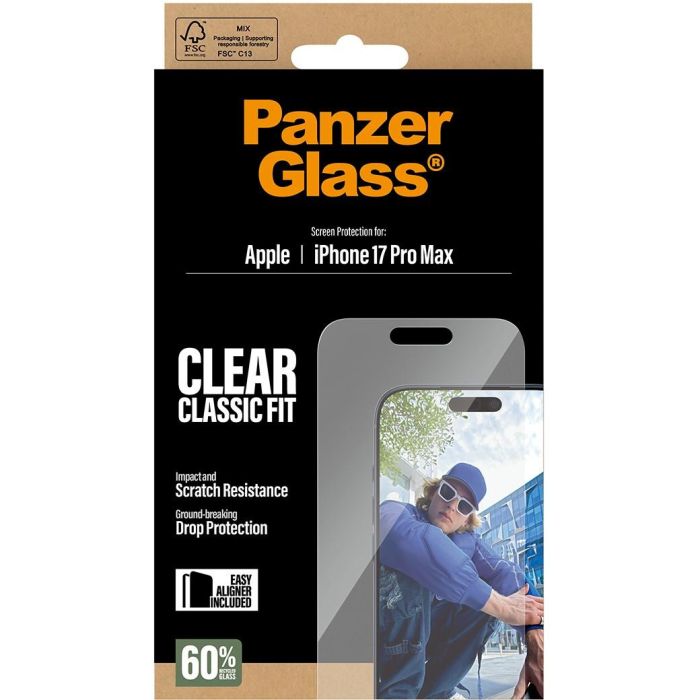 PanzerGlass Protector de Pantalla iPhone 17 Pro Max Classic Fit con EasyAligner, Resistente a Golpes y Rayones, Anti-huellas 2 PanzerGlass Protector de Pantalla iPhone 17 Pro Max Classic Fit con EasyAligner, Resistente a Golpes y Rayones, Anti-huellas 2