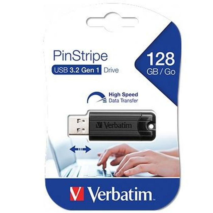 Memoria USB Verbatim PINSTRIPE Negro 128 GB (10 Unidades) 1 Memoria USB Verbatim PINSTRIPE Negro 128 GB (10 Unidades) 1