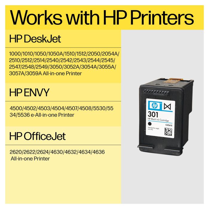 HP N9J72AE Tinta Negro y Tricolor Original Alto Rendimiento 301