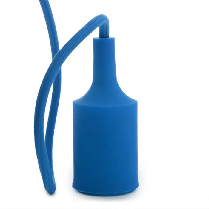 Portalámparas E27 con Cable y Rosetón, Casquillo PVC, Color Azul 2 Portalámparas E27 con Cable y Rosetón, Casquillo PVC, Color Azul 2