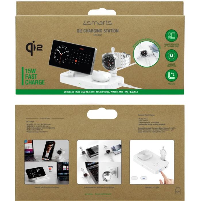 4smarts Qi2 Ladestation Trident mit Charger fr Samsung Watch 1