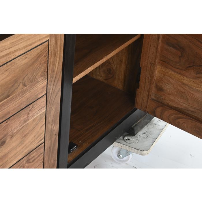 DKD Home Decor Buffet Aparador Negro Madera Acacia - Mueble de Almacenamiento para Salón y Comedor - 200 cm Ancho x 86 cm Alto x 45 cm Fondo 4