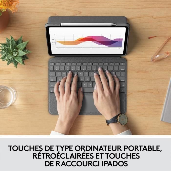 Funda con teclado para iPad - 4.a generación - LOGITECH - FOLIO TOUCH IPAD AIR - Gris 2 Funda con teclado para iPad - 4.a generación - LOGITECH - FOLIO TOUCH IPAD AIR - Gris 2
