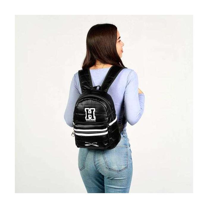 Harry Potter Mochila Fashion Padding H Negra Urbana Compartimento Acolchado Bolsillos Exteriores 32x24x16cm Capacidad 12L Nylon 2