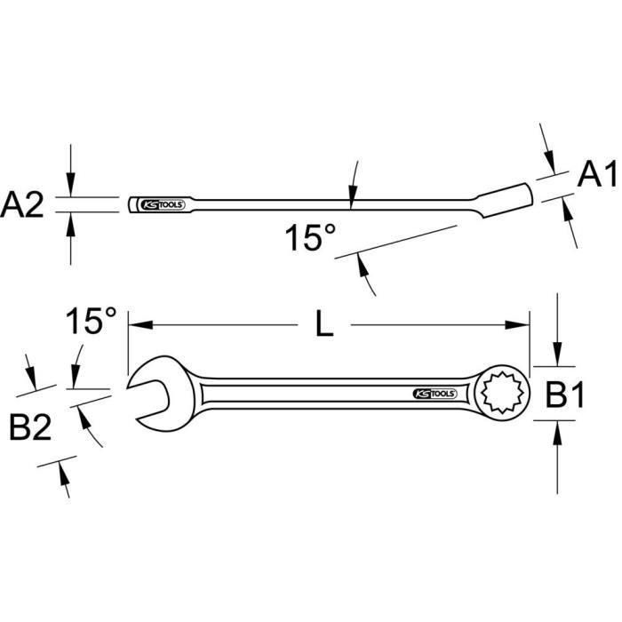 Juego de llaves combinadas de 25 piezas - KS TOOLS - 922.0075 - Llaves combinadas métricas en estuche - 6 a 34 mm - Ángulo de horquilla de 15° 3