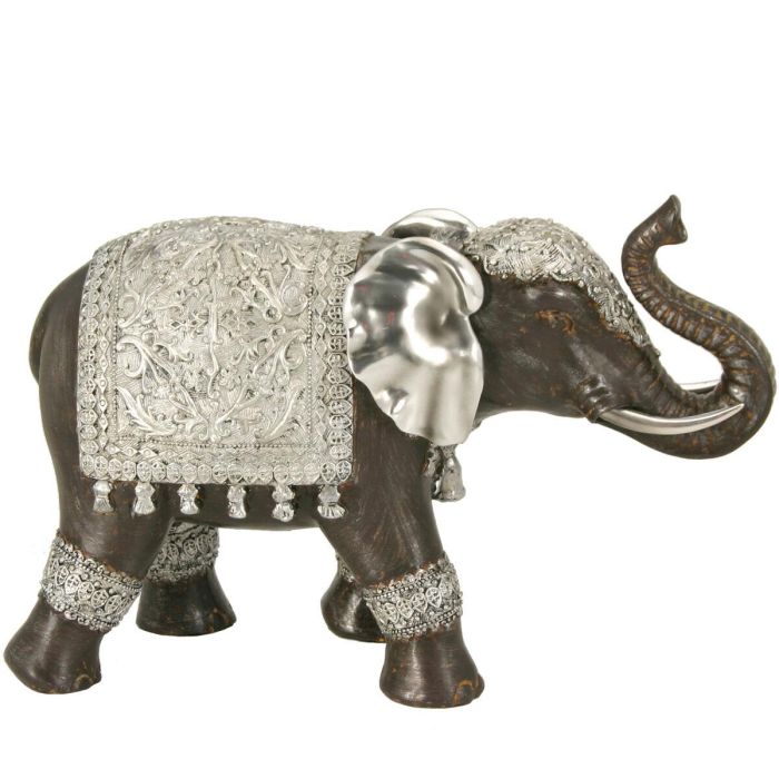 Figura Decorativa Alexandra House Living Negro Plateado Plástico Elefante 31 x 23 x 16 cm