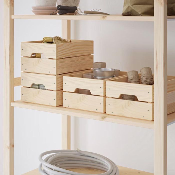 Inde Caja Madera Apilable 31 cm x 23 cm x 15 cm (4 Unidades)