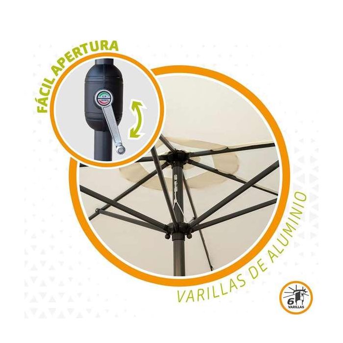 Color Baby Parasol Terraza 270 cm con Chimenea y Mástil de Aluminio 3,8 cm Color Crema 2