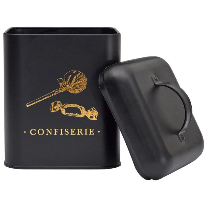 Cook Concept Bote Metal "Confiserie" Lounge Negro Mate con Ilustraciones Doradas 14,5x14,5x22 cm 3