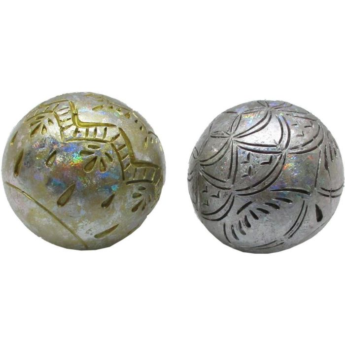DKD Home Decor Bola Decoración Navidad Moderna Dorado Plateado Resina 7x7x7 cm 12 Unidades Surtidas