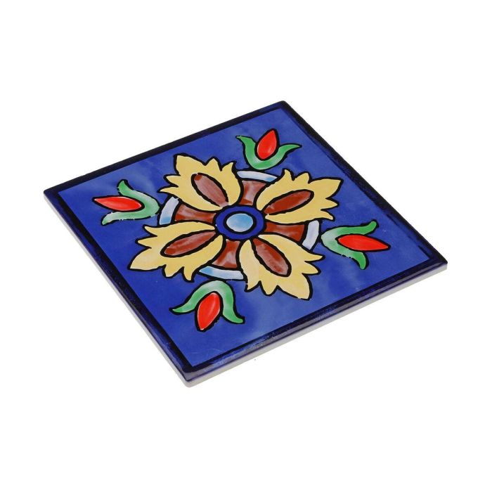 Salvamantel Azulejo Azul Versa 20x20 cm Cerámica Base Corcho (4 Unidades) Salvamantel Azulejo Azul Versa 20x20 cm Cerámica Base Corcho (4 Unidades)