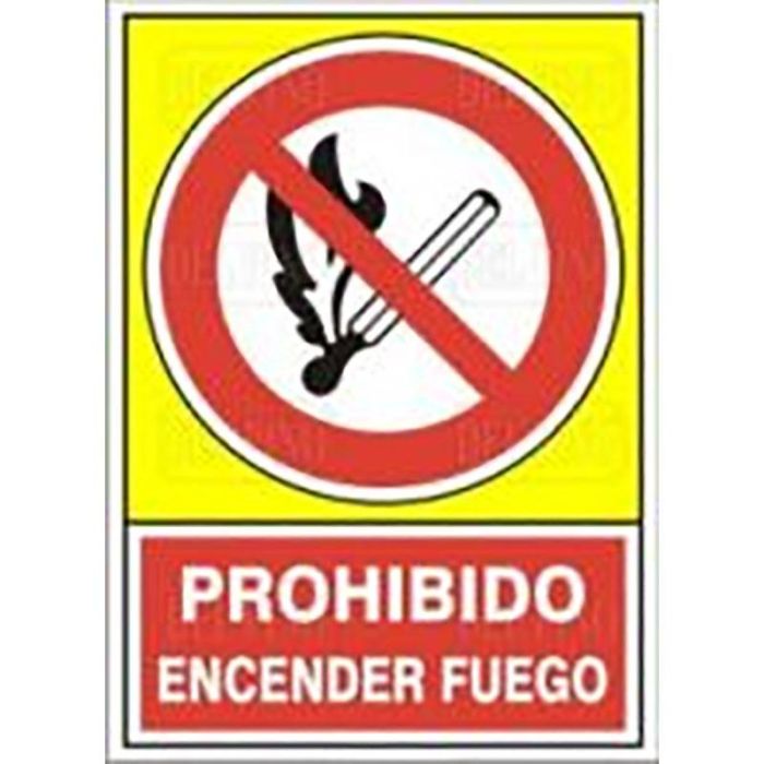 DUVER Señal Prohibido Encender Fuego Plástico 420x297mm Uso Exterior Resistente
