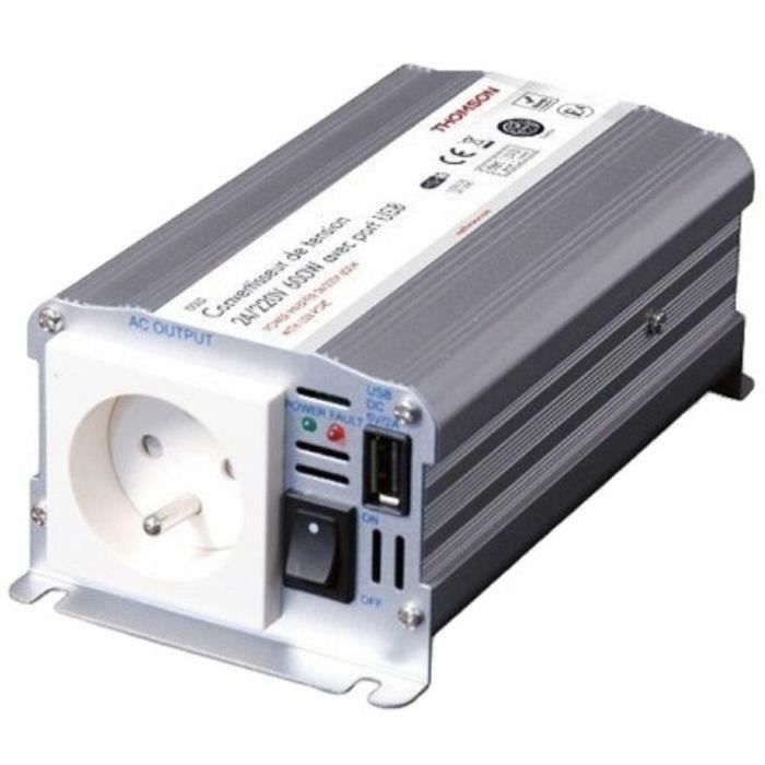 Thomson THO3513767310222 Convertidor de Tensión 24/220 V 600 W con Toma USB