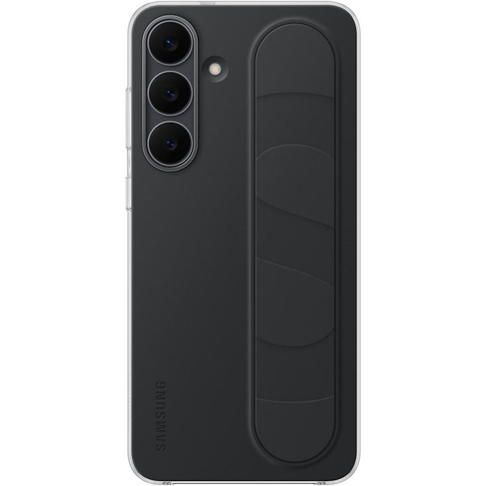 Samsung Funda Standing Grip para Galaxy S25 FE, Silicona Negra con Soporte de Sobremesa y Fácil Aplicación