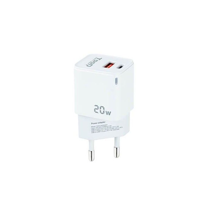 TOOQ CARGADOR DE PARED USB-C/PD + USB-A/QC 20W TOOQ CARGADOR DE PARED USB-C/PD + USB-A/QC 20W