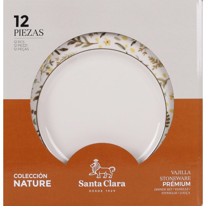 Vajilla Santa Clara Castroverde 12Pcs - Stoneware Vitrificado, Resistente, Apto Lavavajillas y Microondas (2 Unidades) 1 Vajilla Santa Clara Castroverde 12Pcs - Stoneware Vitrificado, Resistente, Apto Lavavajillas y Microondas (2 Unidades) 1