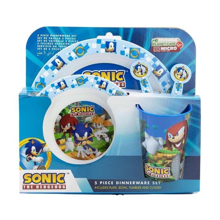 Stor Set Vajilla Infantil Sonic Plato Cuenco Vaso Cuchara Tenedor Microondas 2